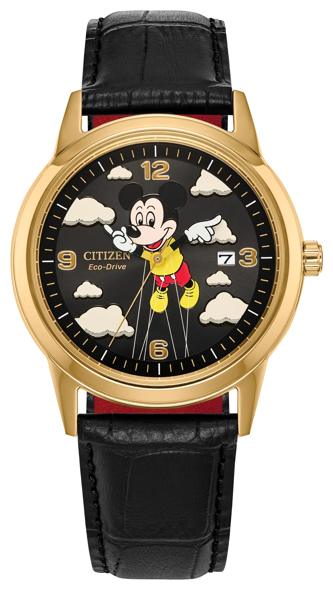 Soaring High Mickey Mouse Black Dial Leather Strap AW1862-06W